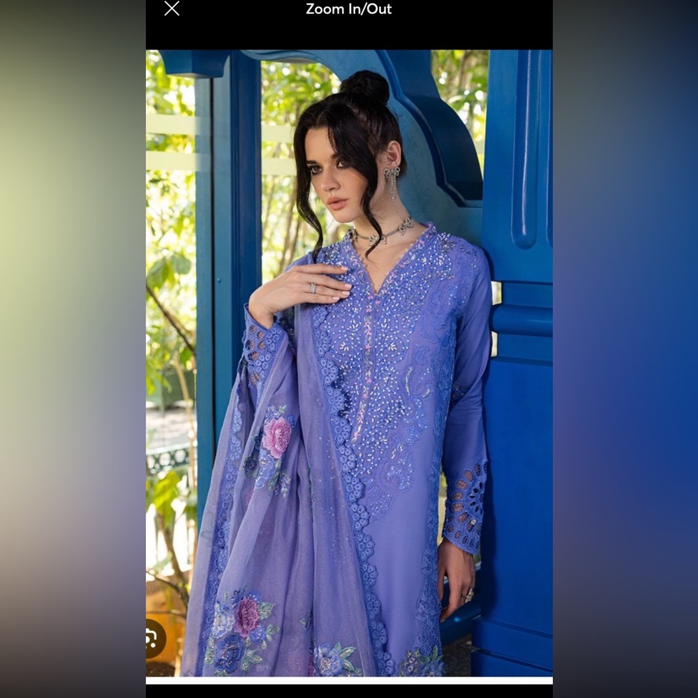 Elegant Purple Embroidered Women's Shawl